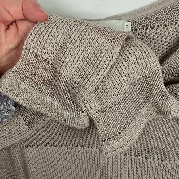 Anthropologie Saturday Sunday Hoodie Knit Sweatshirt Lightweight Size XS Taupe‎ - Picture 5 of 12